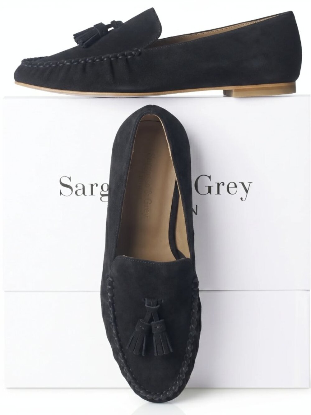 Sargasso & Grey Hope Black Suede Loafers 8 Wide - Picture 6 of 12